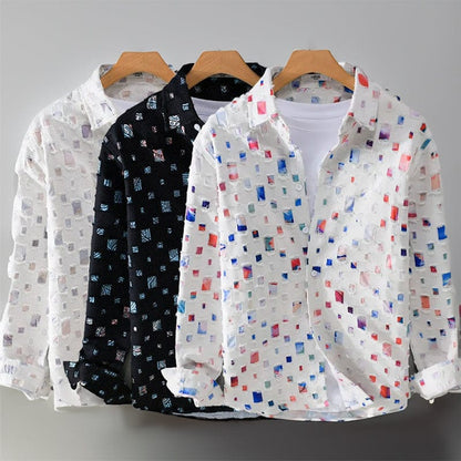 Unisex-Freizeithemd, geometrisches Muster, leichtes Material-1