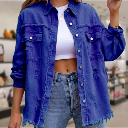 Variant image for Damen Hemdjacke mit Fransen Trendiges Design Hochwertiger Stoff-1