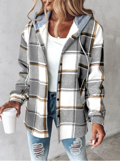 Variant image for Damen-Hoodie Kariert Weiche Baumwolle-13