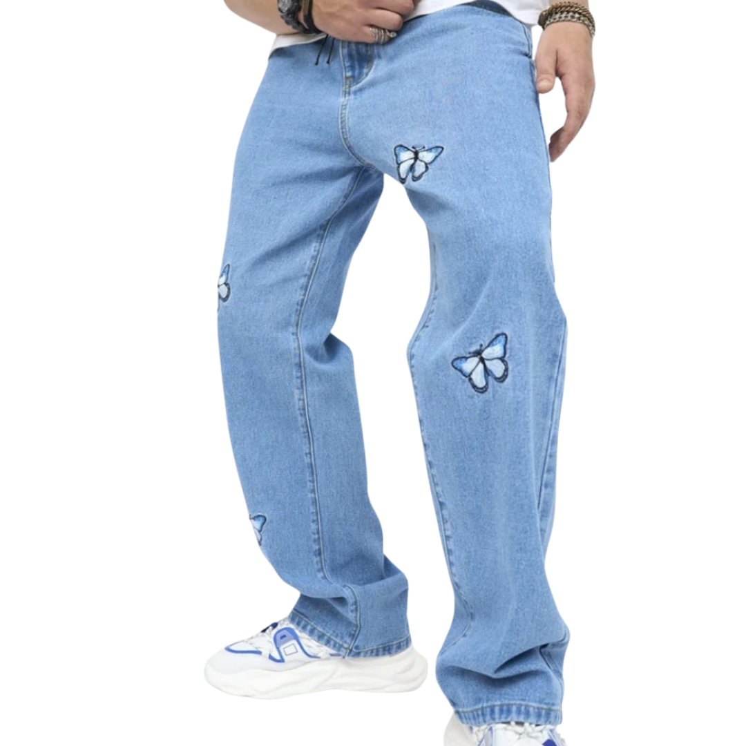 Variant image for Damen-Jeans Vintage Bestickt mit Schmetterlingen aus nachhaltigem Material-1
