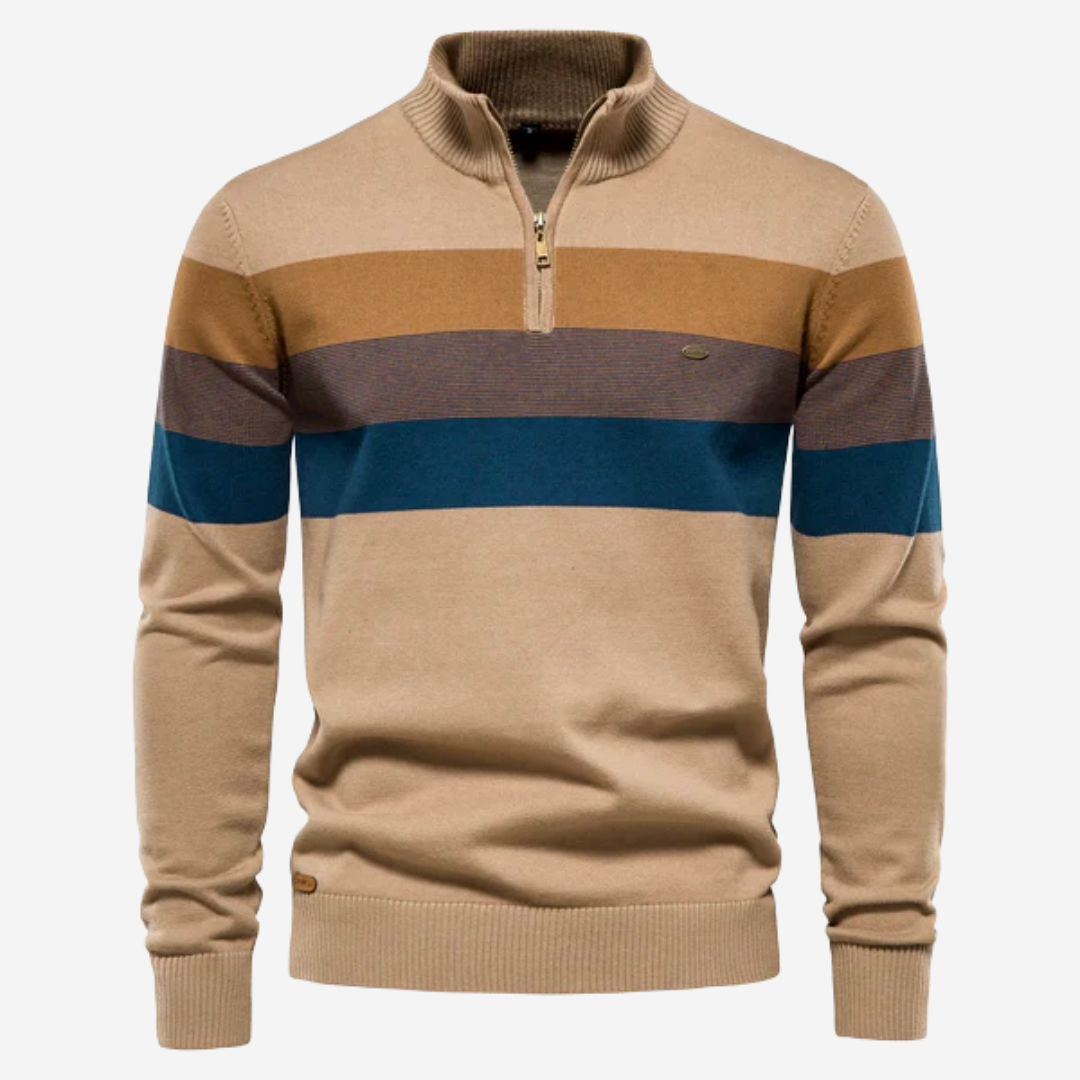 Herren-Pullover, Retro, Quarter-Zip, Baumwolle-1