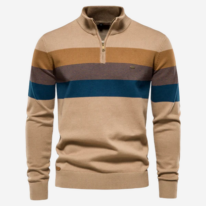 Herren-Pullover, Retro, Quarter-Zip, Baumwolle-1