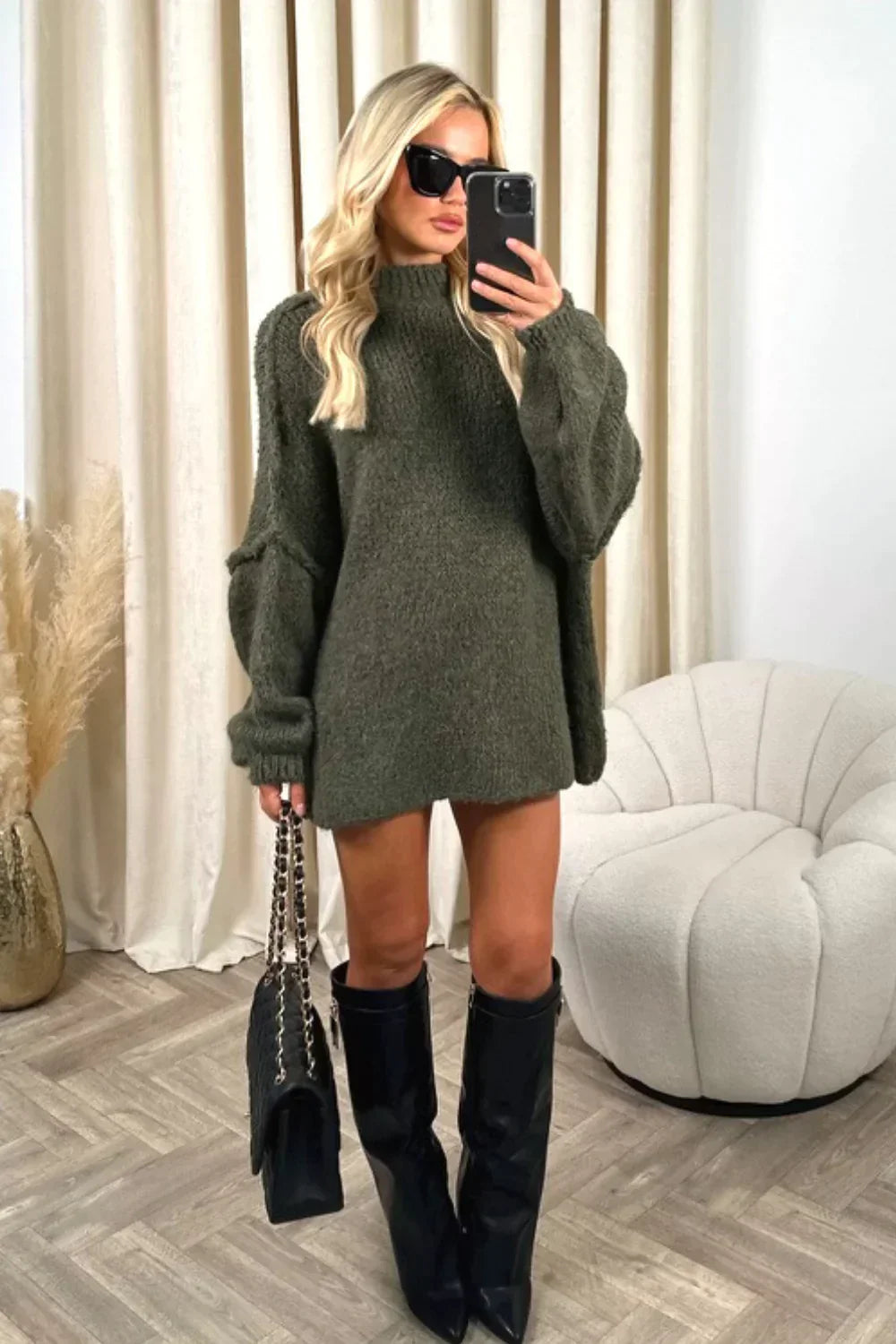 Damen-Strickpullover, lockere Passform, handgefertigtes Muster, Acrylmischung-1