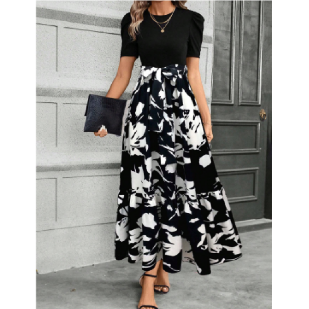 Maxikleid für Damen mit Blumenmuster – weicher elastischer Stoff, bequeme Passform, S-XL 2