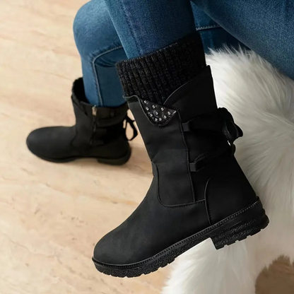 Gefütterte Damen-Winterstiefel, bequem, Kunstleder-6