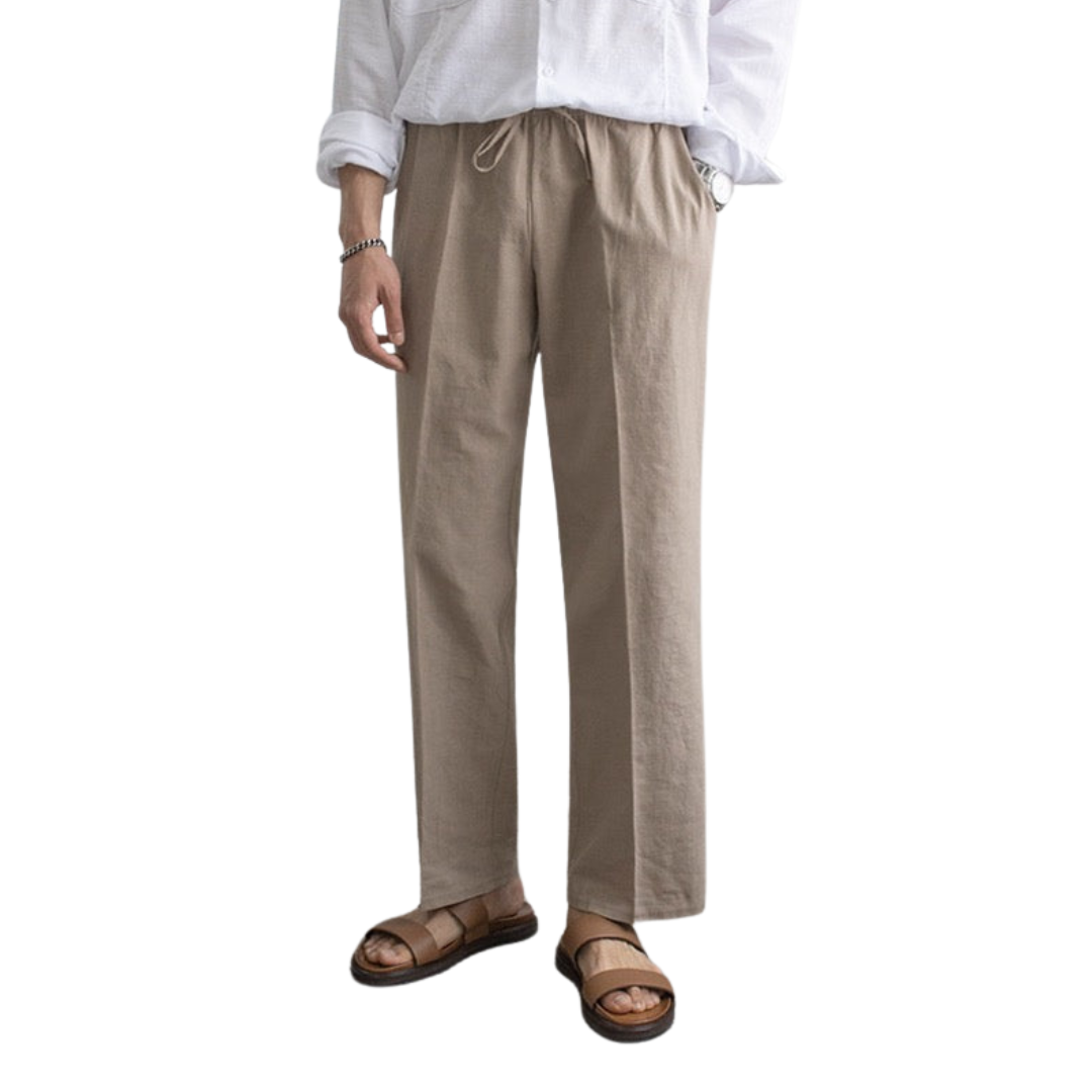 Herren-Leinenhose, lässig, leichte Baumwolle-1