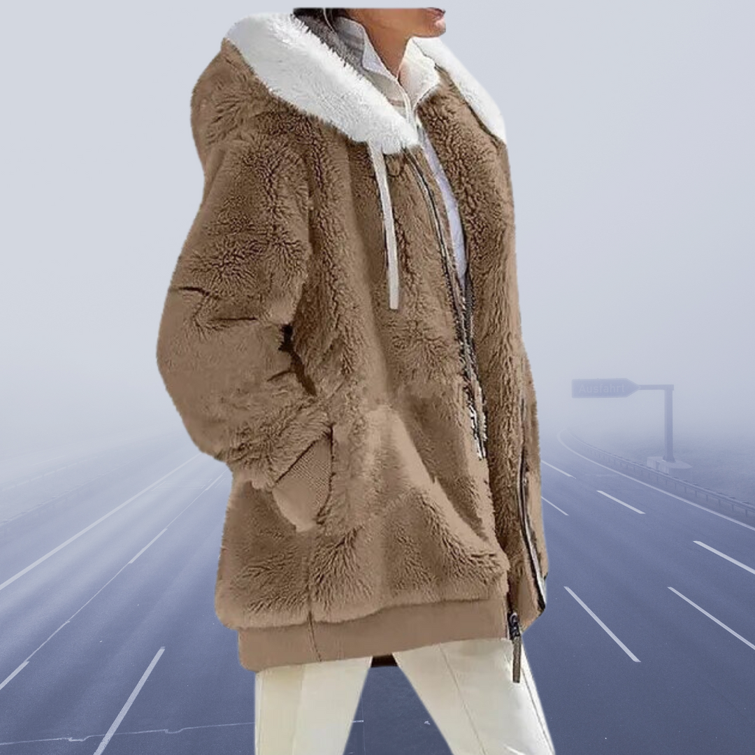 Variant image for Damen-Winterjacke Elegant Fleece Lang mit Kapuze aus Wolle-55
