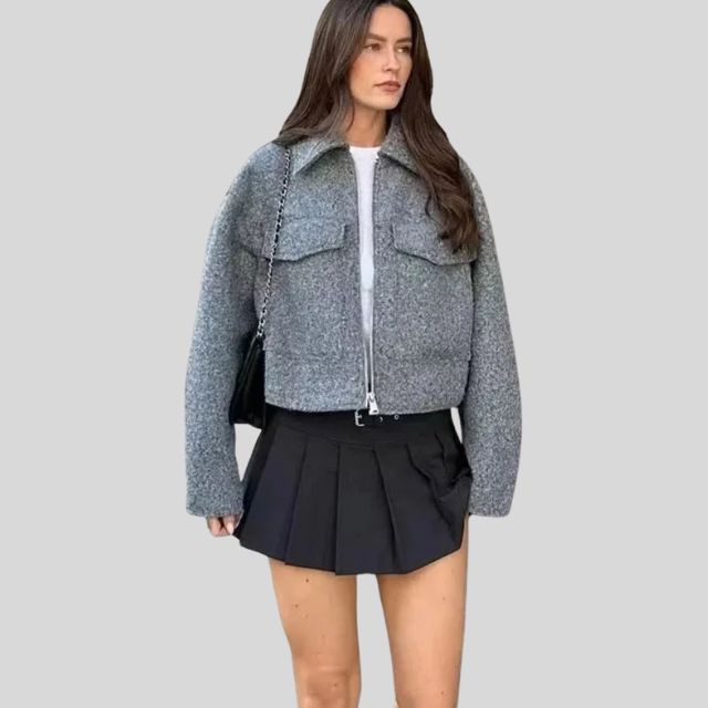 Variantenbild für Damen-Wolljacke, elegant, mit Reißverschluss, 100 % Wolle-1