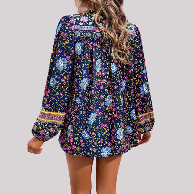 Damenbluse, bohemisch, Paisleymuster, 100% Baumwolle-4