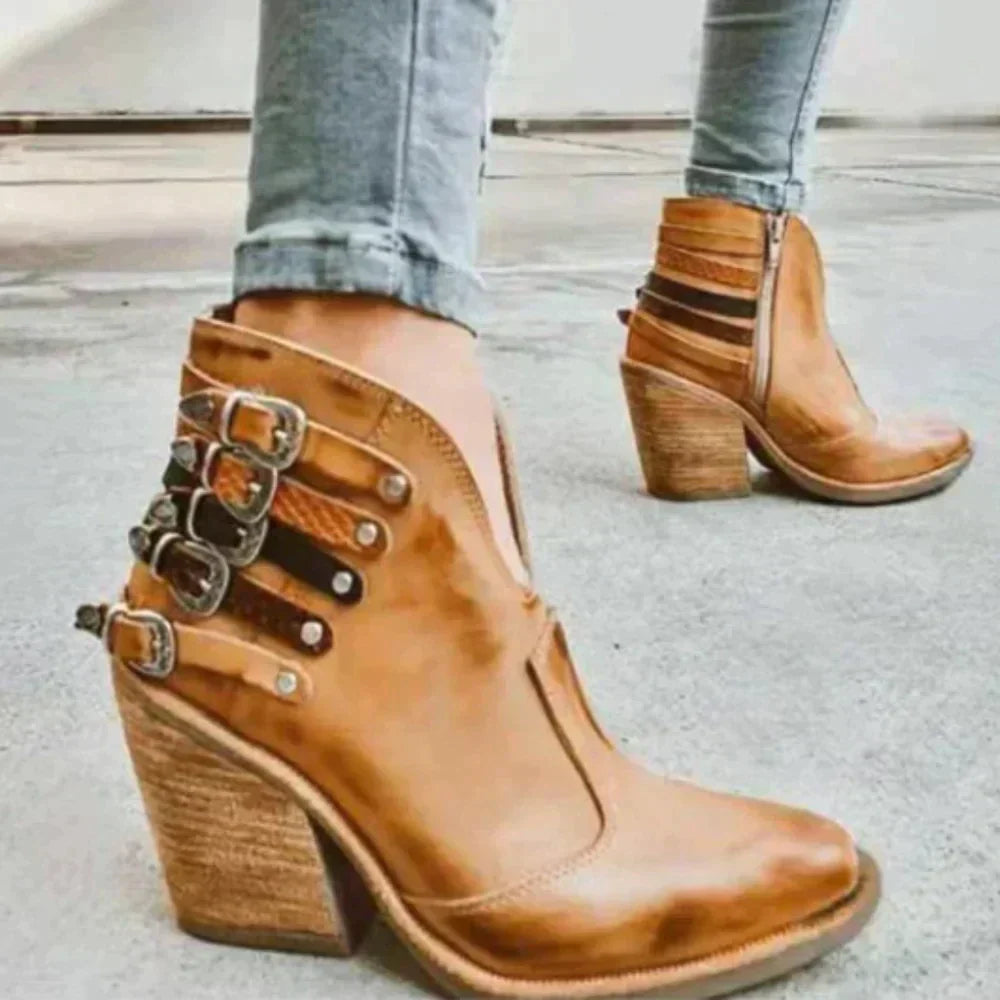 Variant image for Damen-Cowboystiefel Mit Nieten PU-Leder Und Gummisohle-4