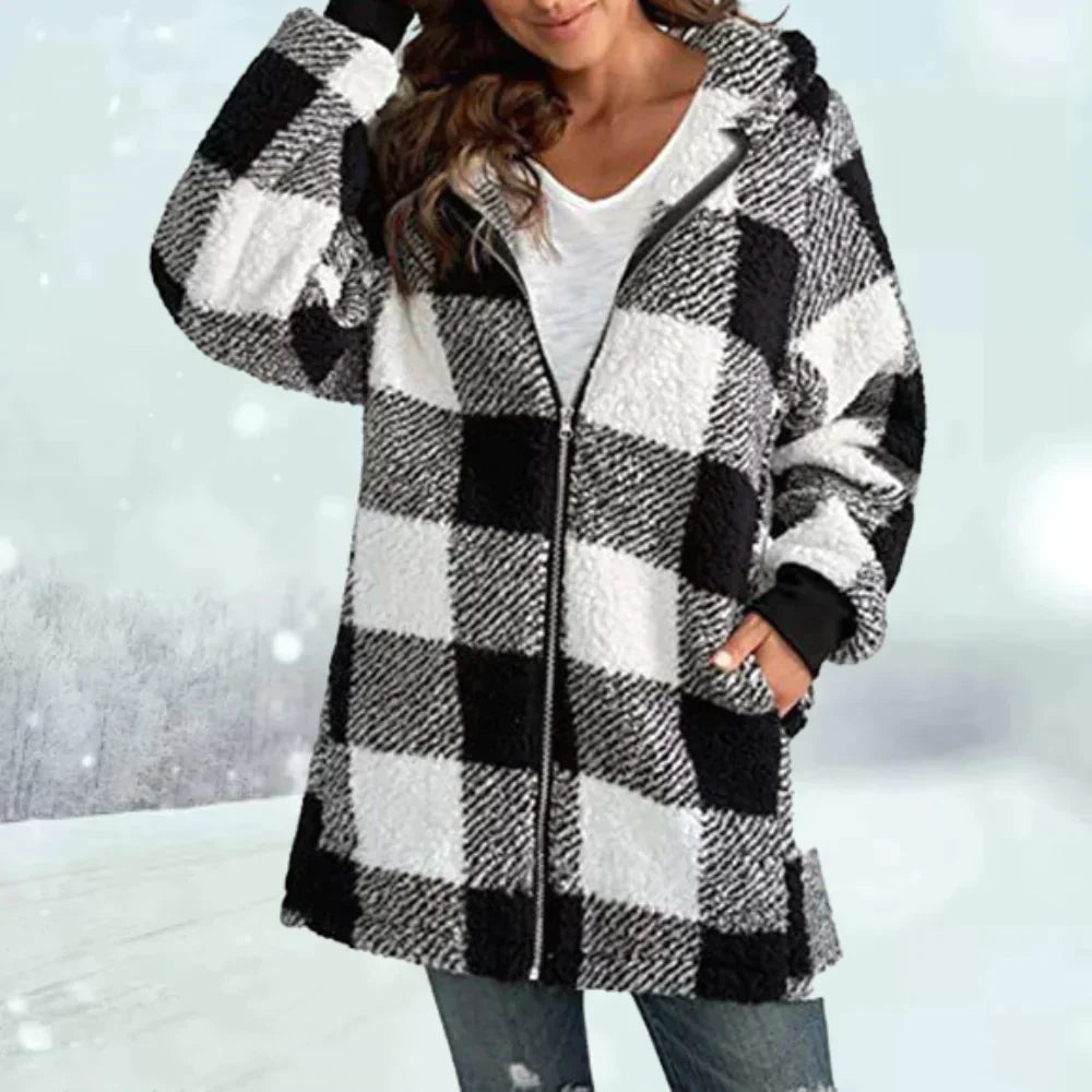 Lange Damen-Winterjacke mit Kunstfell und Kapuze – klassischer Wintermantel für kalte Tage 9