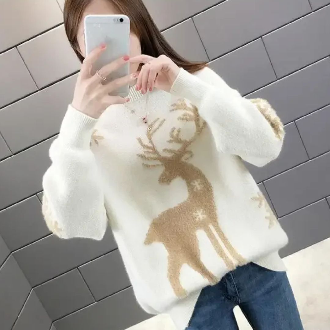 Damen Winterpullover Gestrickt Weich Acryl mit Elegantes Design-4