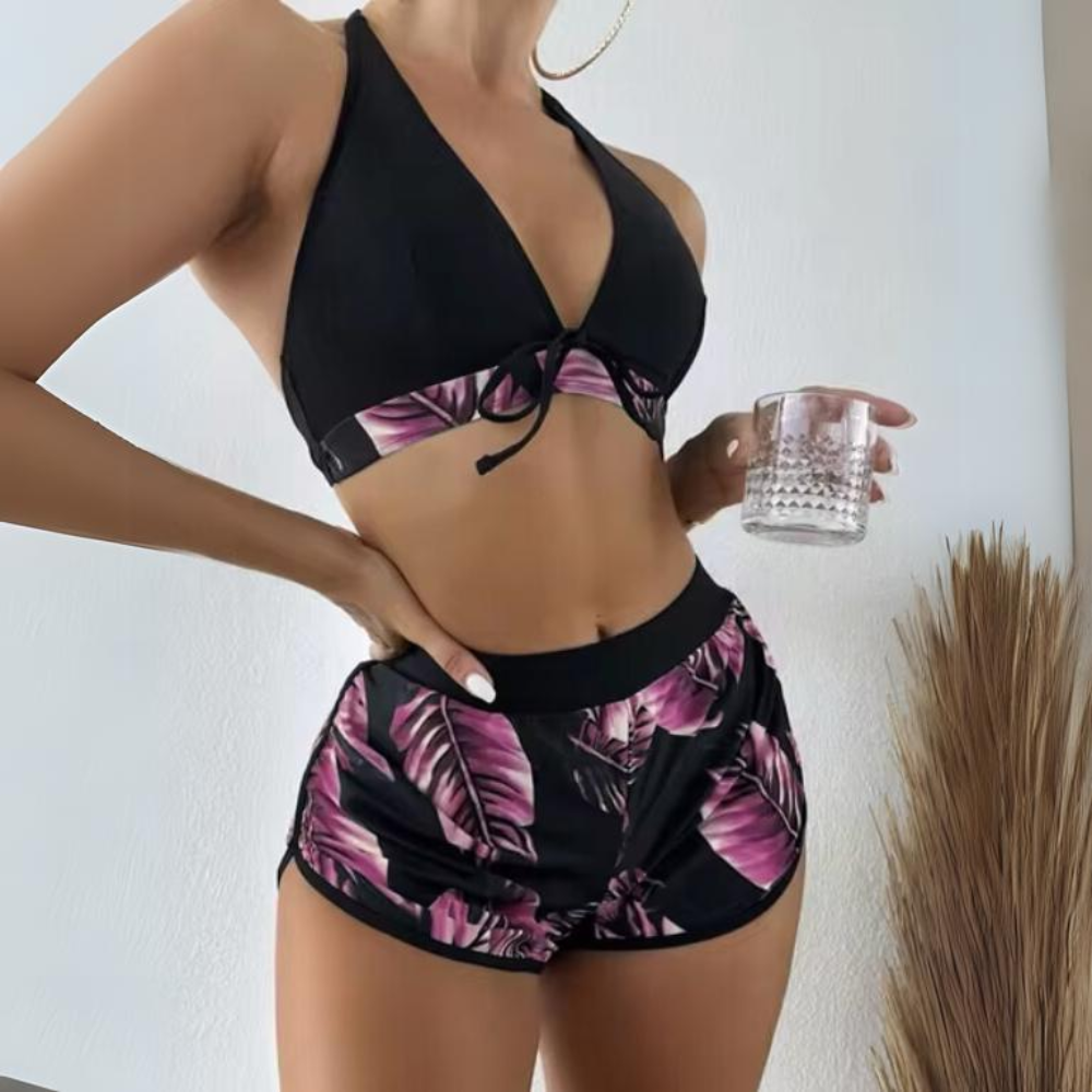 Variant image for Damen-High-Waist-Dreiecks-Bikini-Set Schnelltrocknender Stoff-1