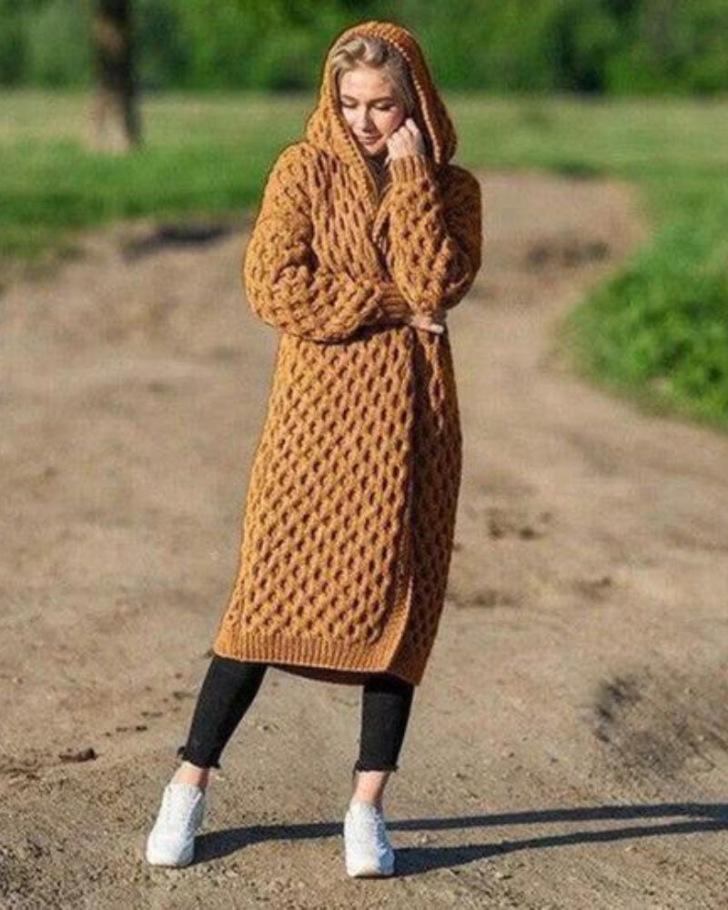 Langer Damen-Strickcardigan aus 100% Acryl mit lässiger Passform 5