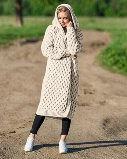 Lange Damen-Strickjacke aus 100% Acryl mit lockerer Passform 12