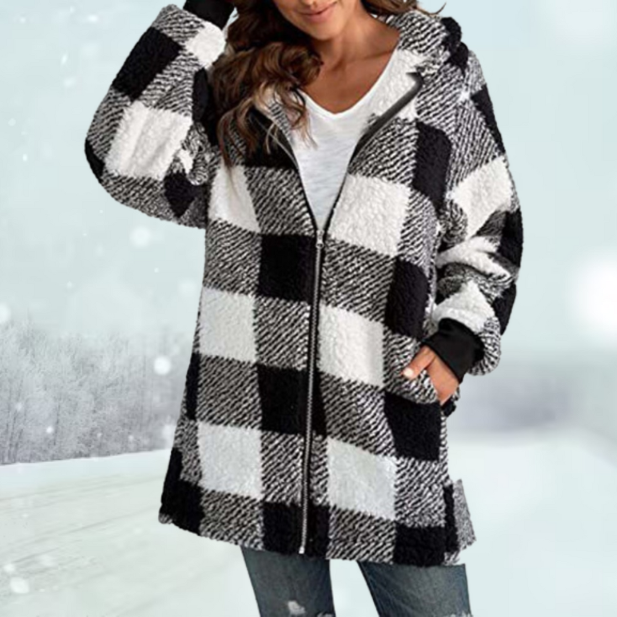 Damen-Mantel Langarm mit Kapuze Polyester-2