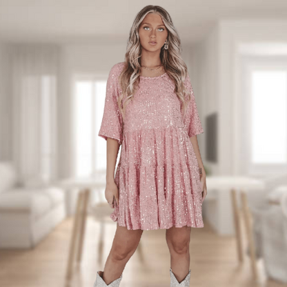 Variant image for Damen-Partykleid, kurz, in glitzerndem Material, für Hochzeit und Feste-13
