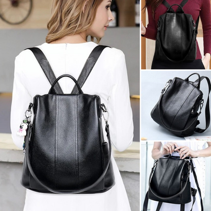 Diebstahlsicherer Lederrucksack für Damen – Wasserbeständiges und zeitloses Design mit verstellbaren Trägern und cleveren Fächern 1