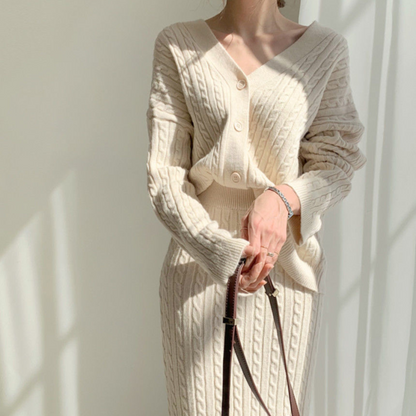 Variantenbild für Damen-Strick-Top- und Rock-Set, Wintermode, 100% Acryl-4