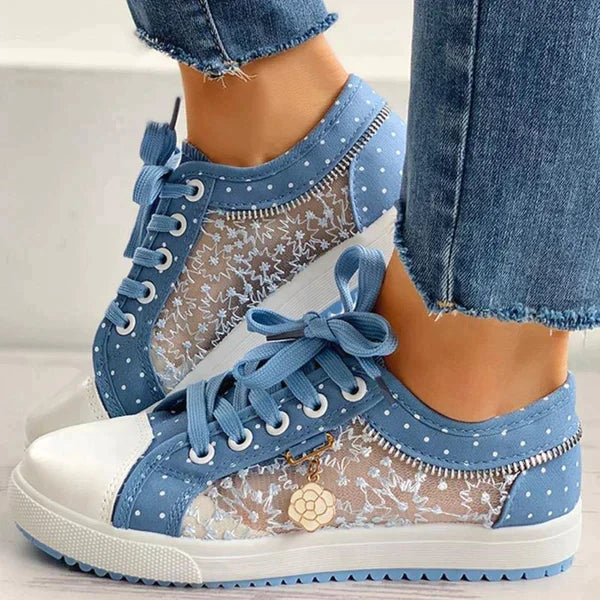Damen-Sneaker, sportliches Design, atmungsaktives Synthetikmaterial-1