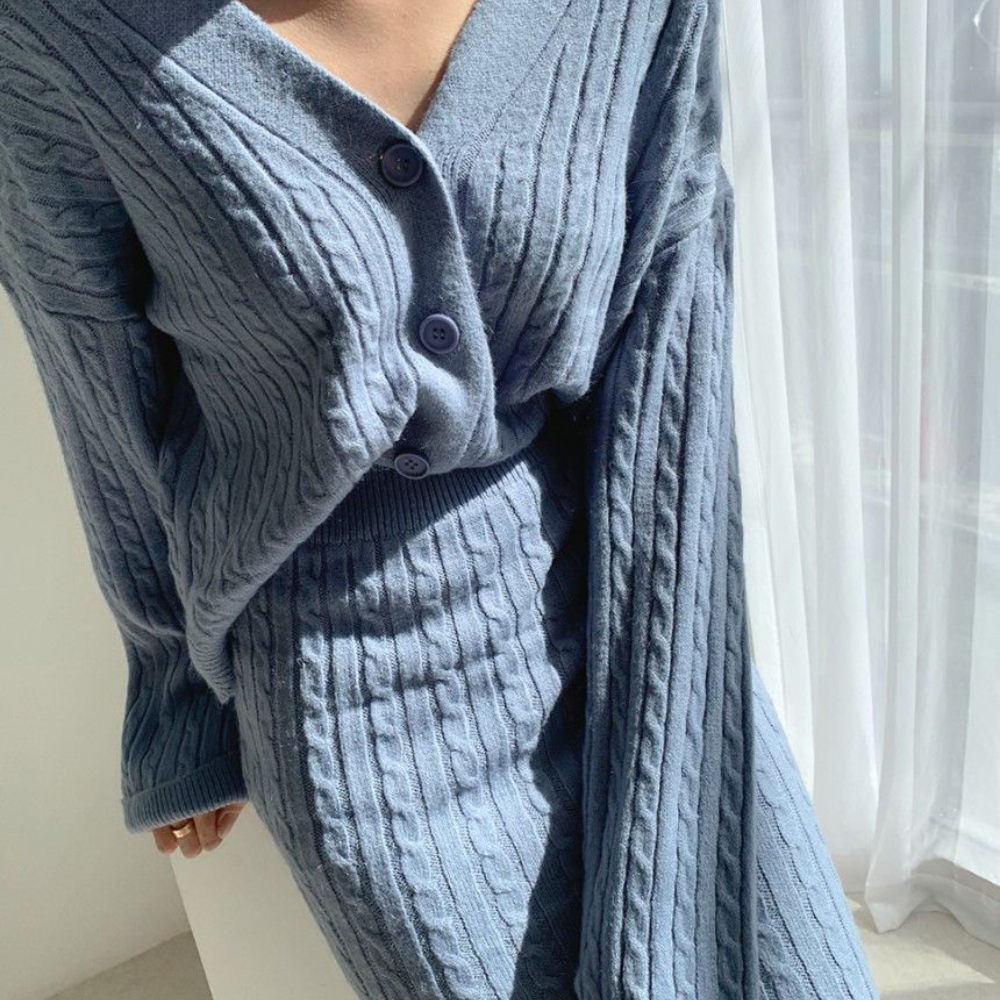 Damen-Strickset aus Top und Rock, Wintermode, 100% Acryl-2