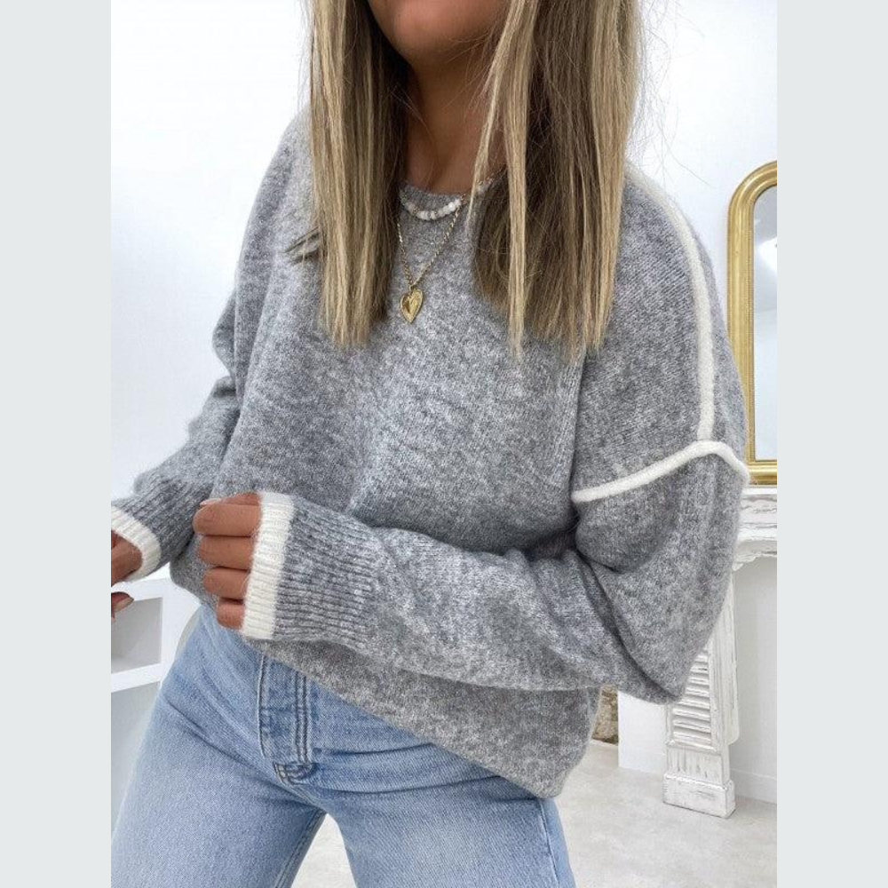 Damen-Pullover, trendiger Samt elegante normale Passform-4