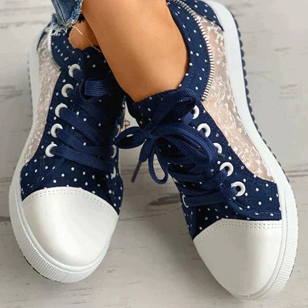 Damen-Sneaker, sportliches Design, atmungsaktives Synthetikmaterial-4