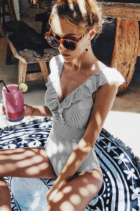 Variant image for Badeanzug Damen Retro-Design Verstellbare Träger Langlebiges Material-9