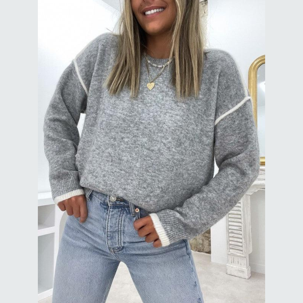 Damen-Pullover, trendiger Samt elegante normale Passform-1
