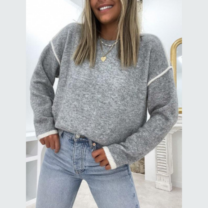 Damen-Pullover, trendiger Samt elegante normale Passform-1