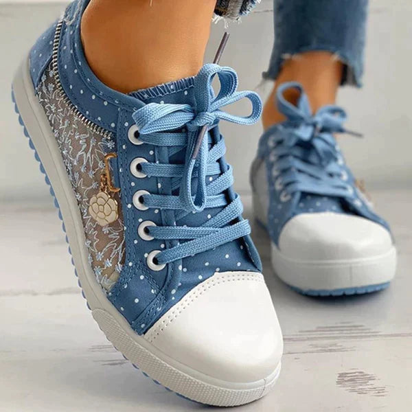 Damen-Sneaker, sportliches Design, atmungsaktives Synthetikmaterial-2