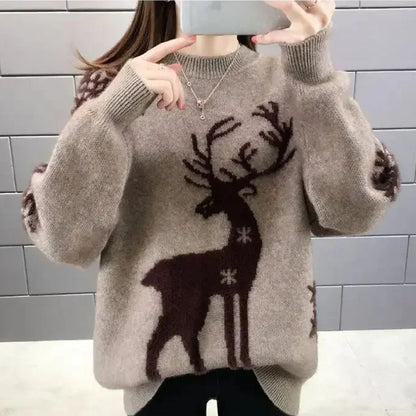 Damen Winterpullover Gestrickt Weich Acryl mit Elegantes Design-5