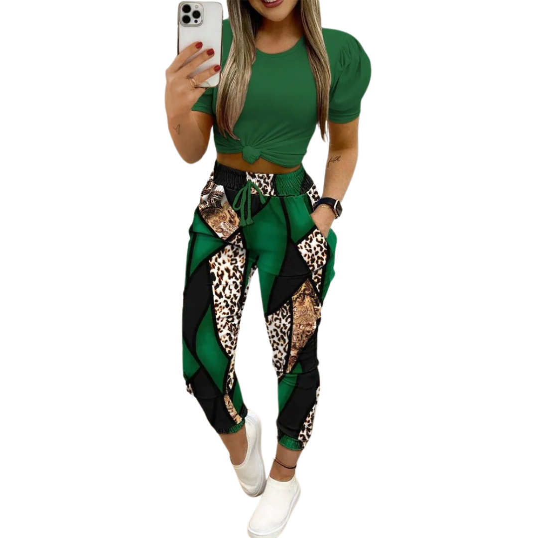 Variant image for Damen-Outfit-Set, schick, locker, runder Ausschnitt, synthetische Fasern-13