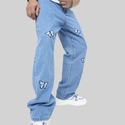 Damen-Jeans Vintage Bestickt mit Schmetterlingen aus nachhaltigem Material-3