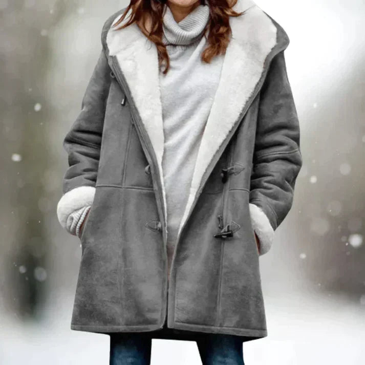 Mittellange Damenjacke aus Wildleder mit Kapuze – trendige und bequeme Jacke für Herbst und Winter 5