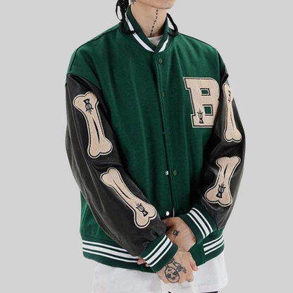Herrenjacke, sportlich Patchwork, Wolle, Leder-3