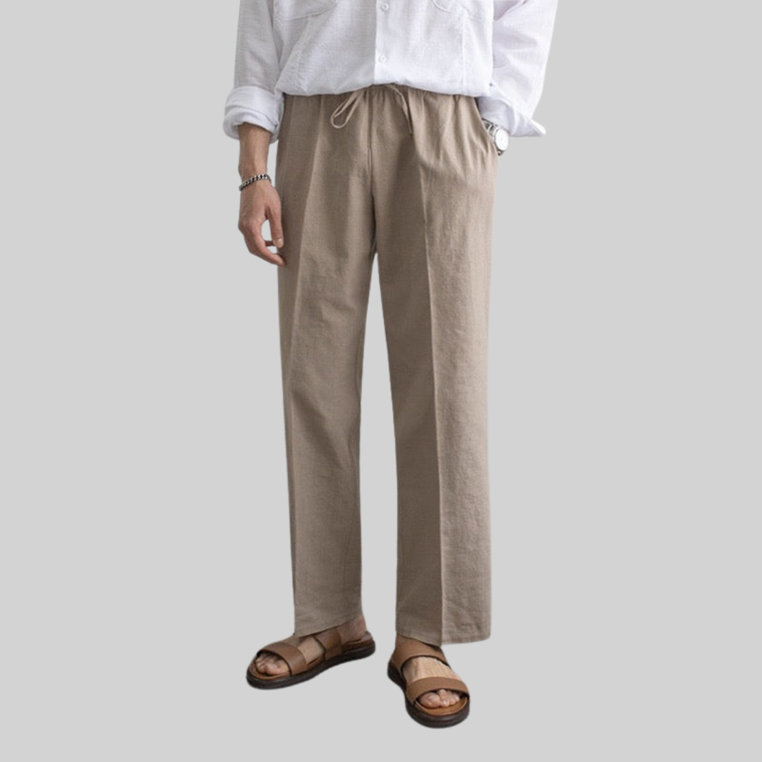 Herren-Leinenhose, lässig, leichte Baumwolle-6