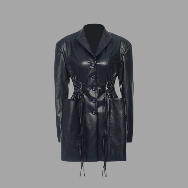 Damenjacke Synthetikleder Moderner Stil Elegante Passform-6