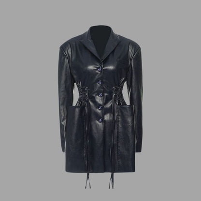 Damenjacke Synthetikleder Moderner Stil Elegante Passform-6