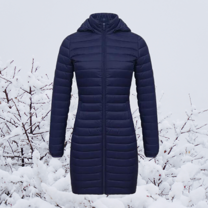 Damen-Lange Parkajacke, mit Kapuze, Polyester, Winter-1