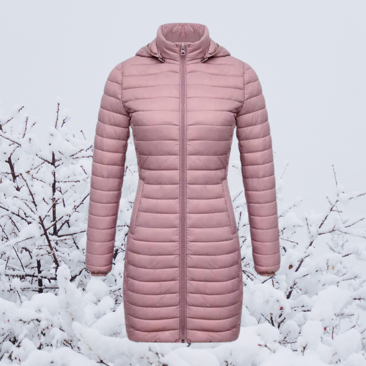 Damen-Lange Parkajacke, mit Kapuze, Polyester, Winter 5
