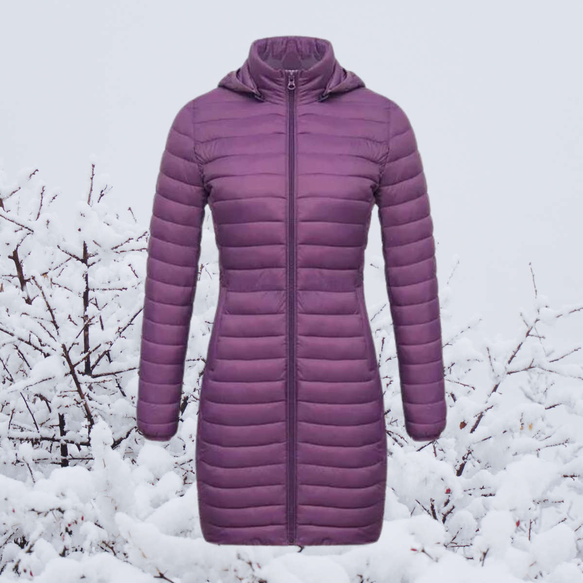 Damen-Lange Parkajacke, mit Kapuze, Polyester, Winter-6