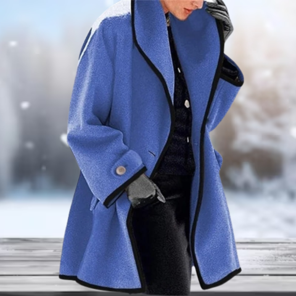 Damen-Mantel, breiter Kragen, Polyester, Hüftlänge-5