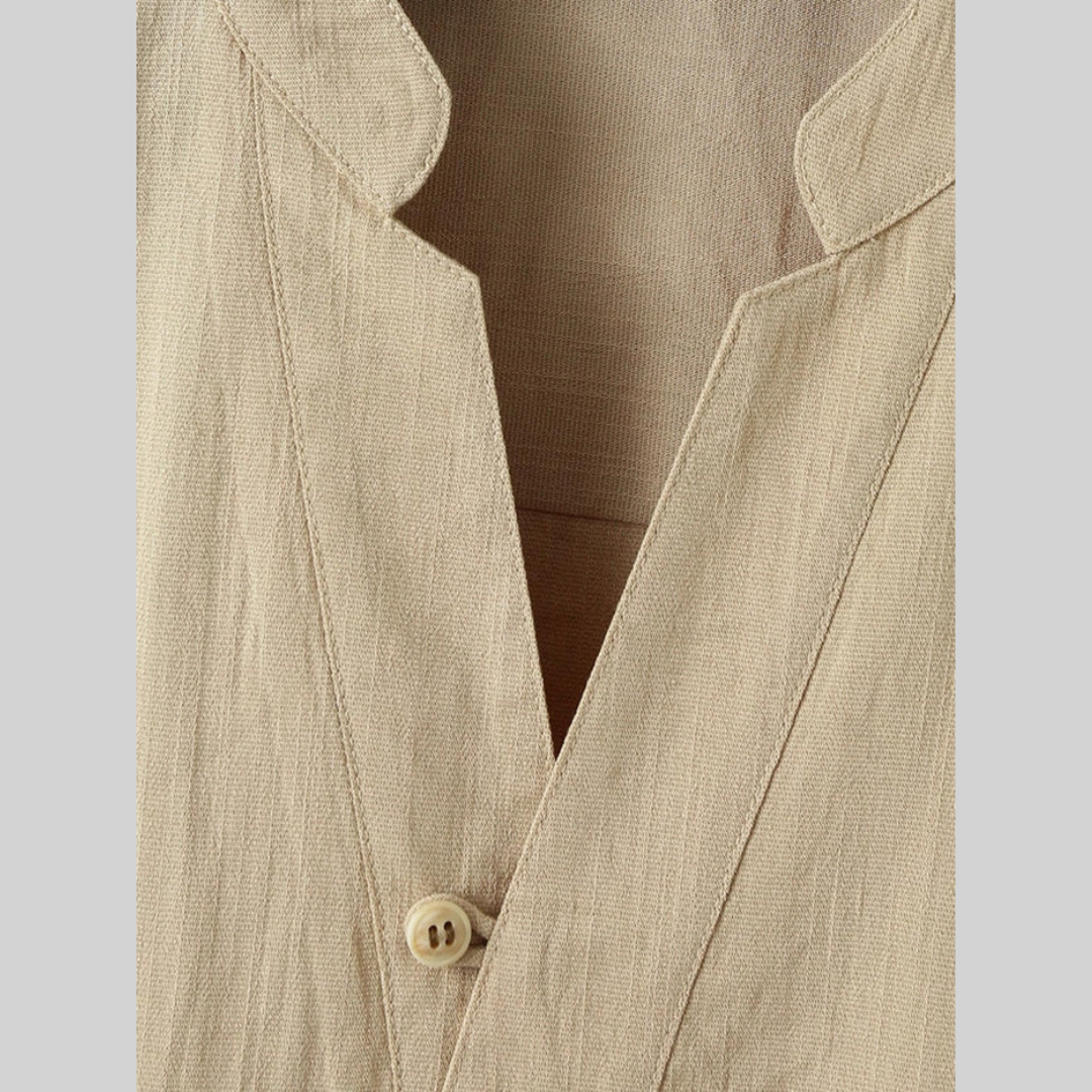 Herrenhemd, kurze Ärmel, Leinen, Polyester, Viskose-4
