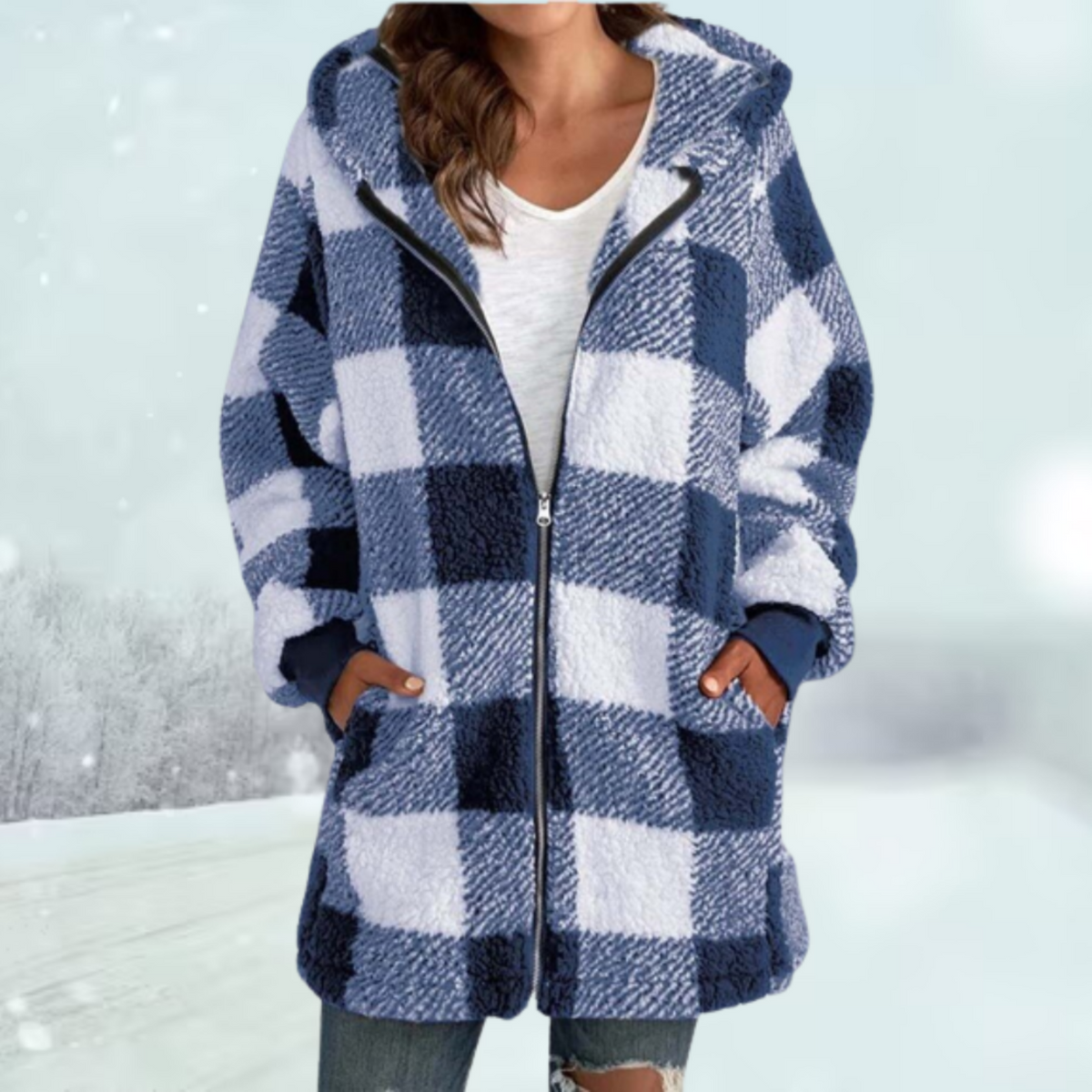 Variant image for Damen-Mantel Langarm mit Kapuze Polyester-16