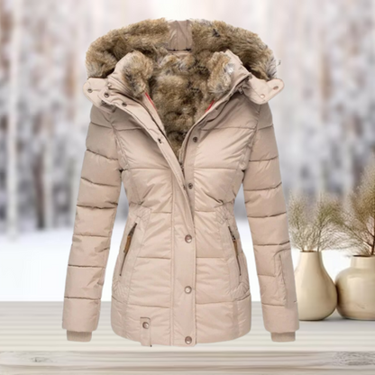 Damen Winterjacke Lang Kunstfell mit Kapuze-1