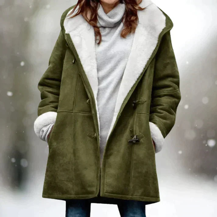 Mittellange Damenjacke aus Wildleder mit Kapuze – trendige und bequeme Jacke für Herbst und Winter 3
