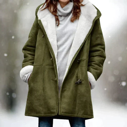 Mittellange Damenjacke aus Wildleder mit Kapuze – trendige und bequeme Jacke für Herbst und Winter 3