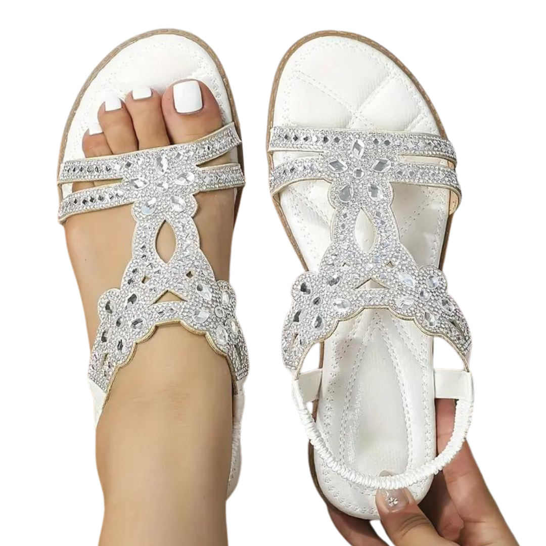 Flache Damensandalen aus Synthetikleder mit elastischem Knöchelriemen – Schwarz, bequemes und schickes Design 10