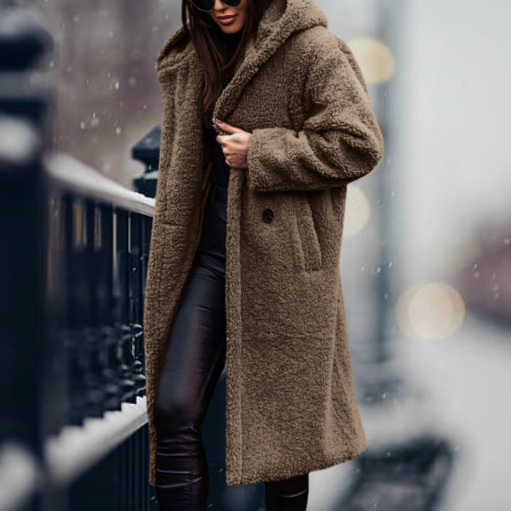 Variant image for Langer Winterparka Damen Fleece mit Kapuze und Flauschiges Design-37